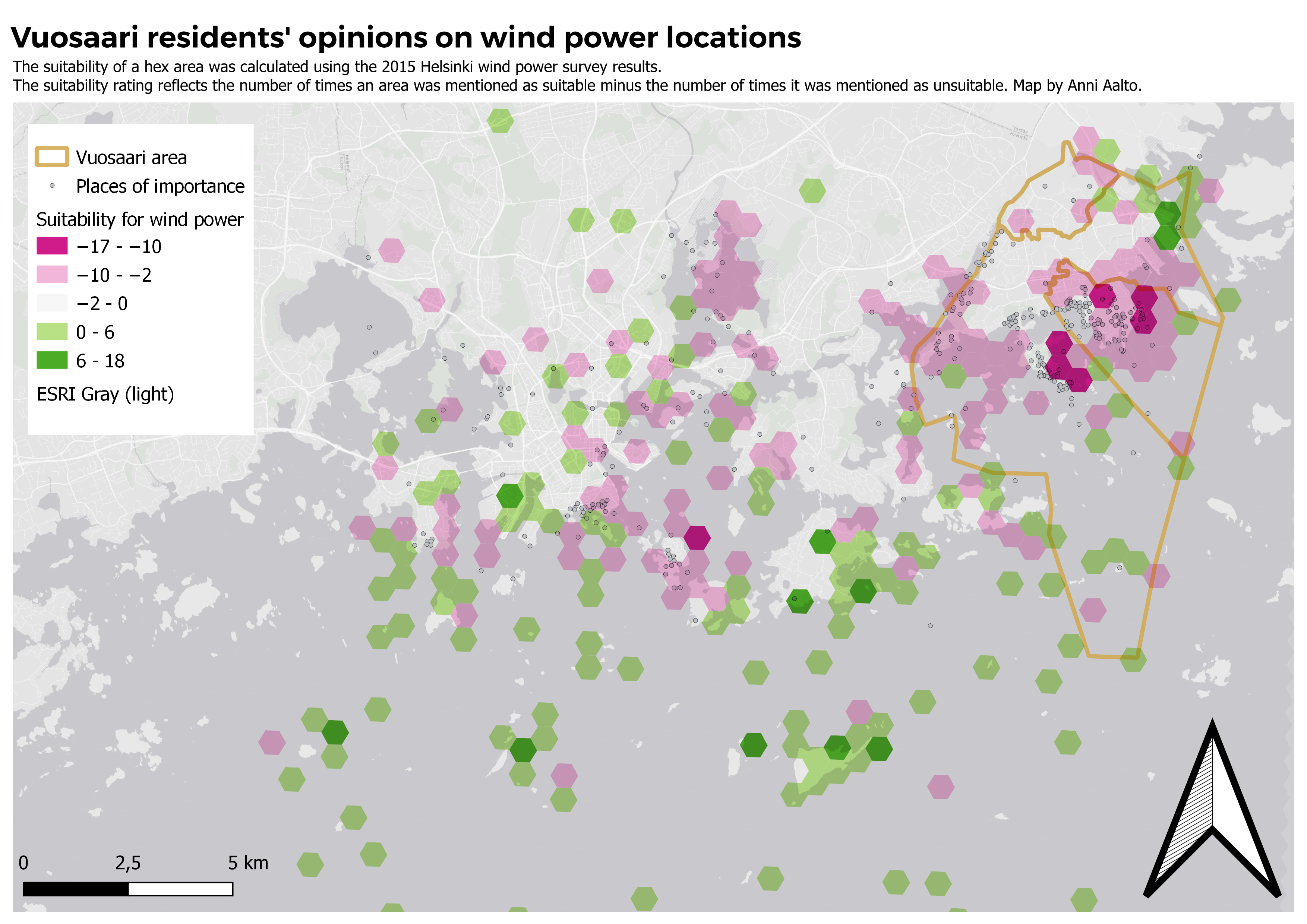 Wind power sentiment map - Vuosaari residents